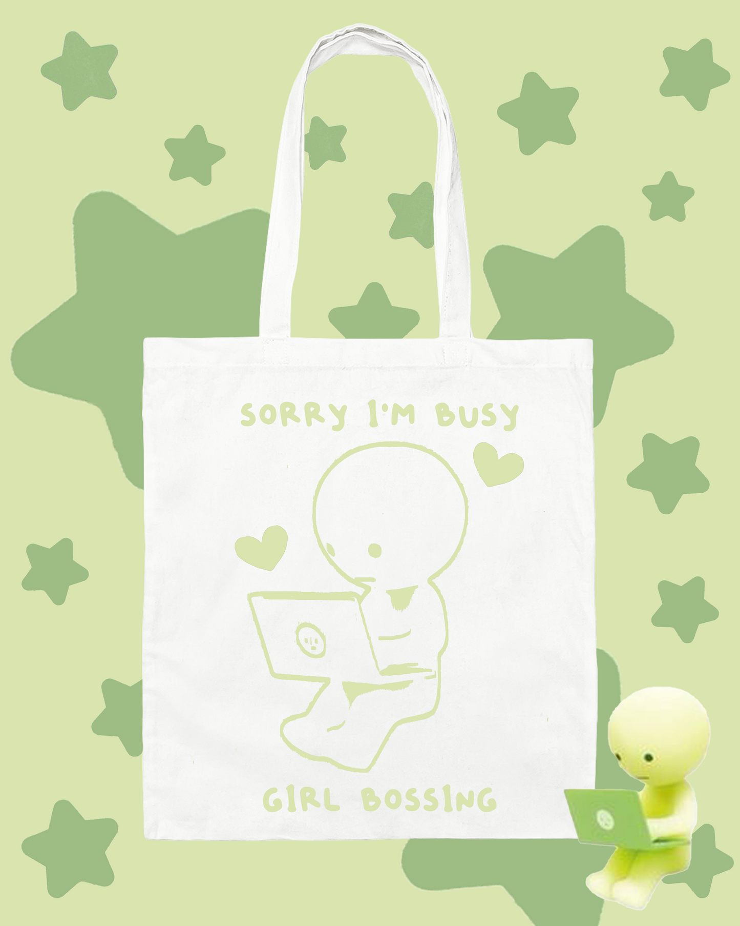 Sorry I'm Busy Girl Bossing Smiski Tote Bag