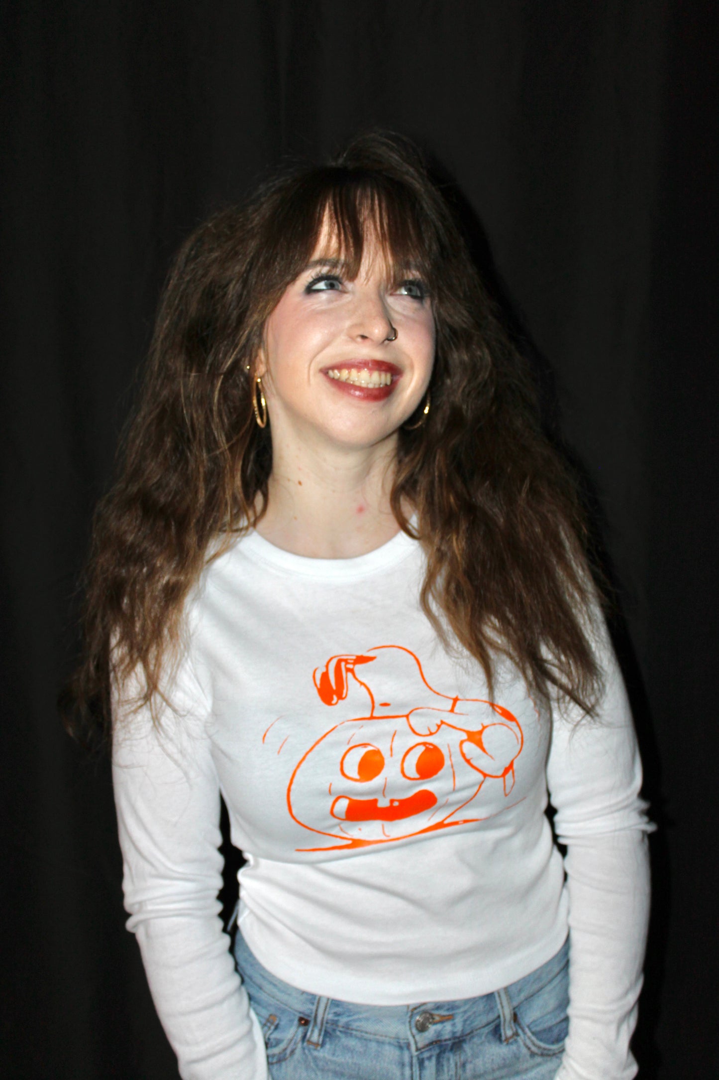 Snoopy Looking In Pumpkin Long Sleeve T-Shirt