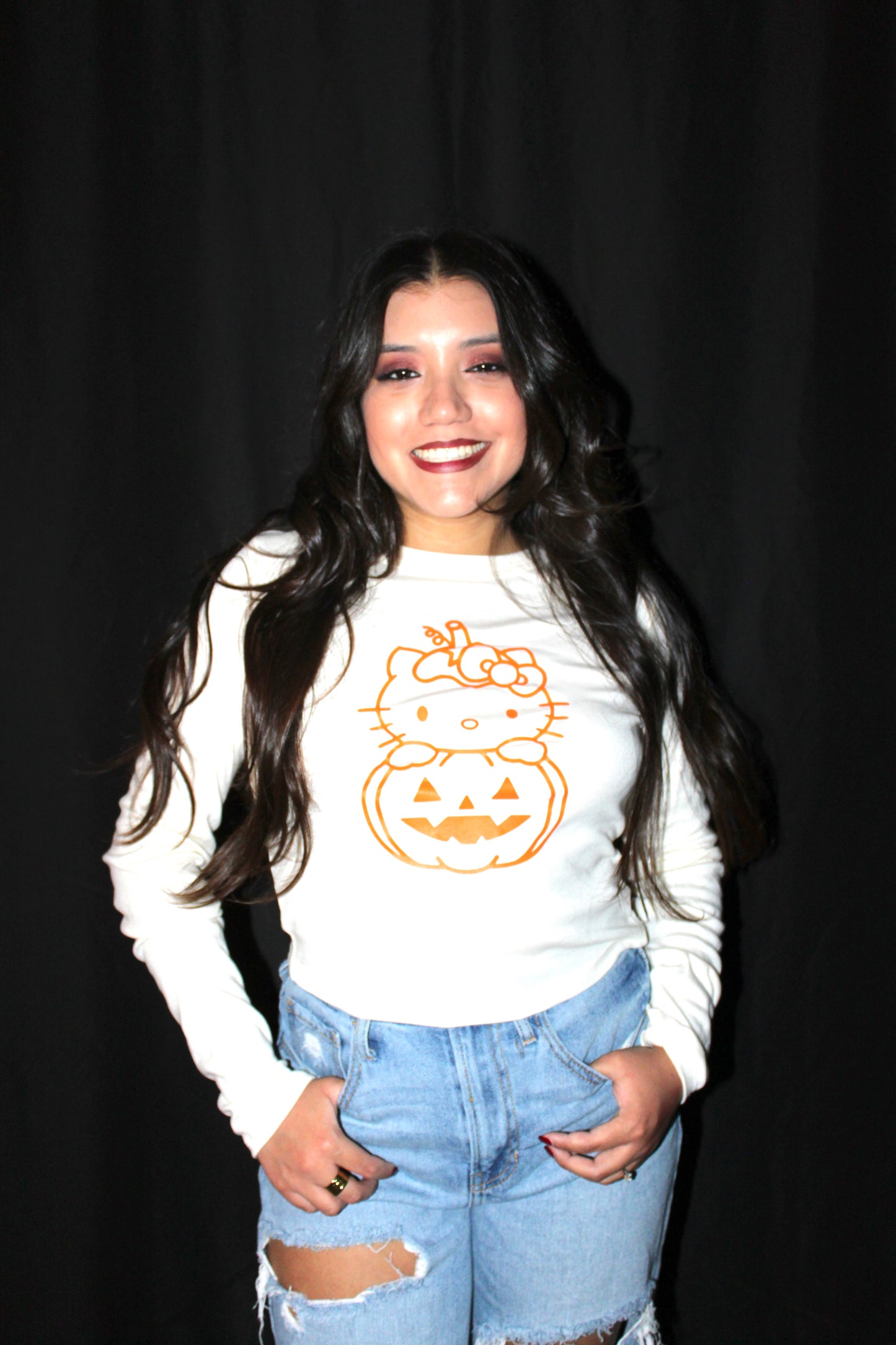 Pumpkin Hello Kitty Long Sleeve T-Shirt