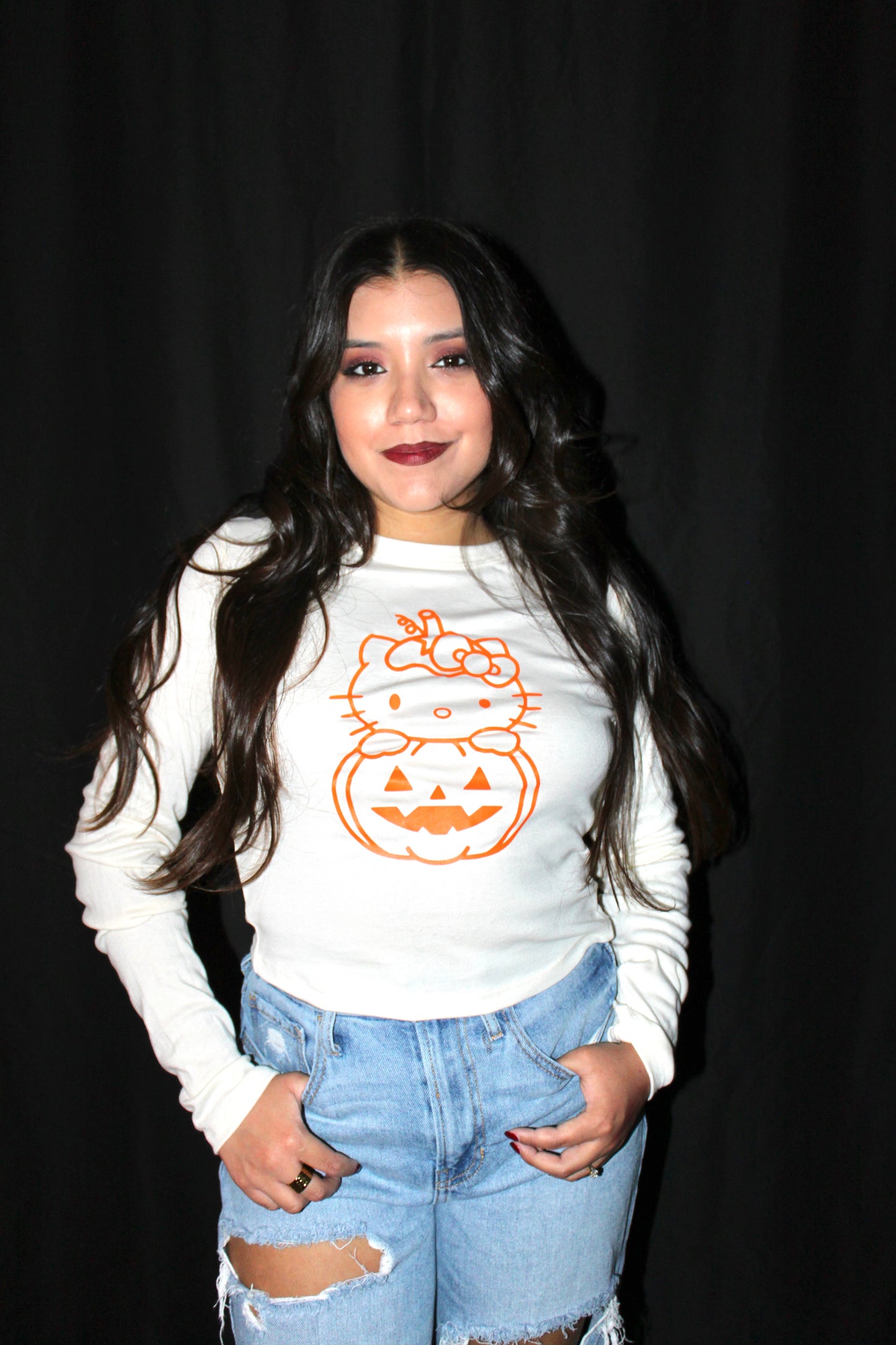 Pumpkin Hello Kitty Long Sleeve T-Shirt