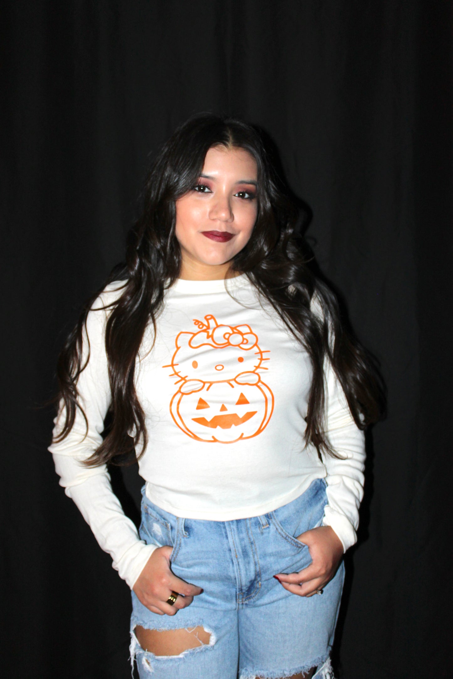 Pumpkin Hello Kitty Long Sleeve T-Shirt