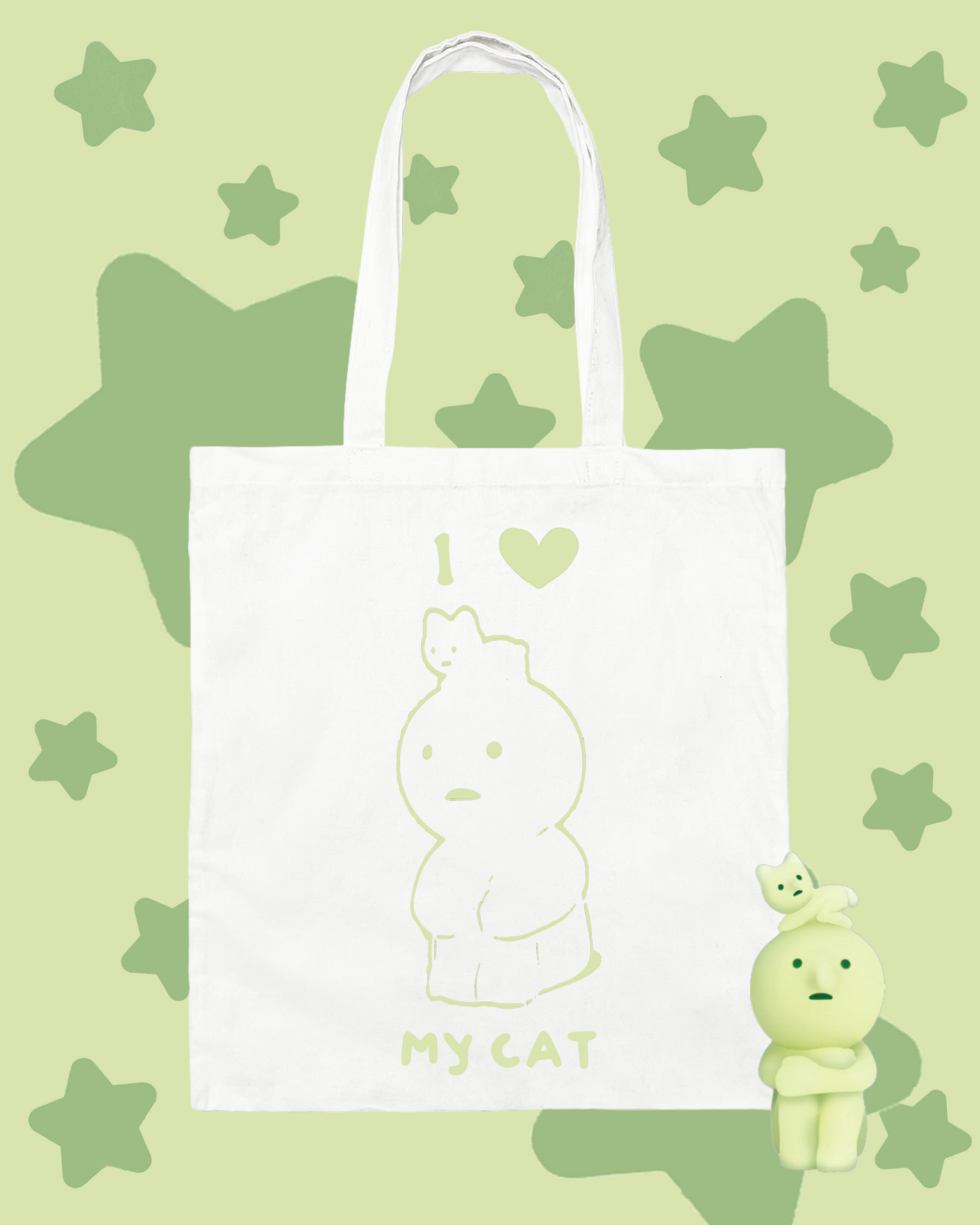 I Love My Cat Smiski Tote Bag
