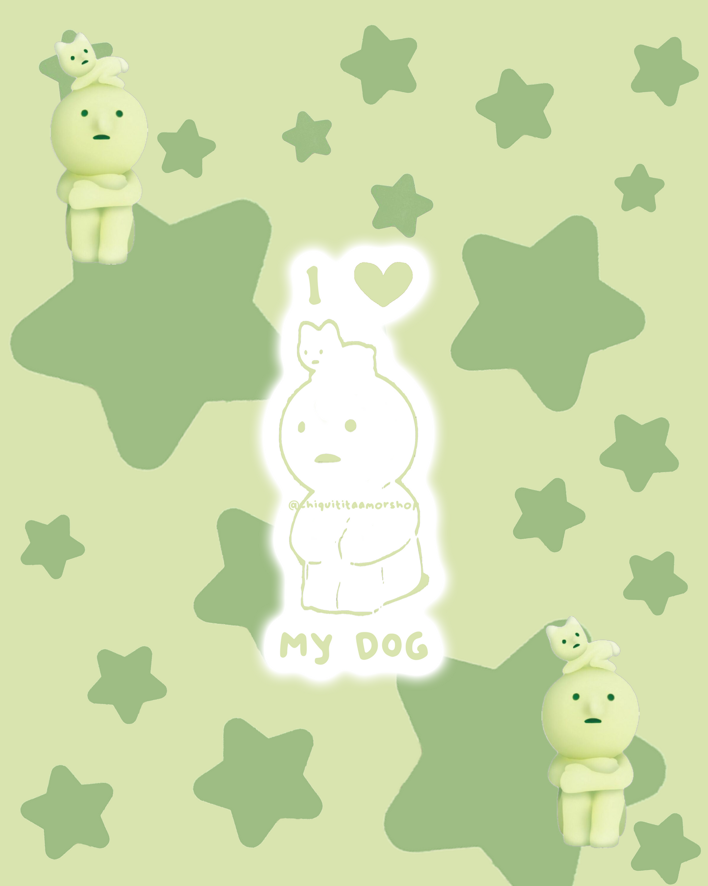 I Love My Dog Smiski Sticker
